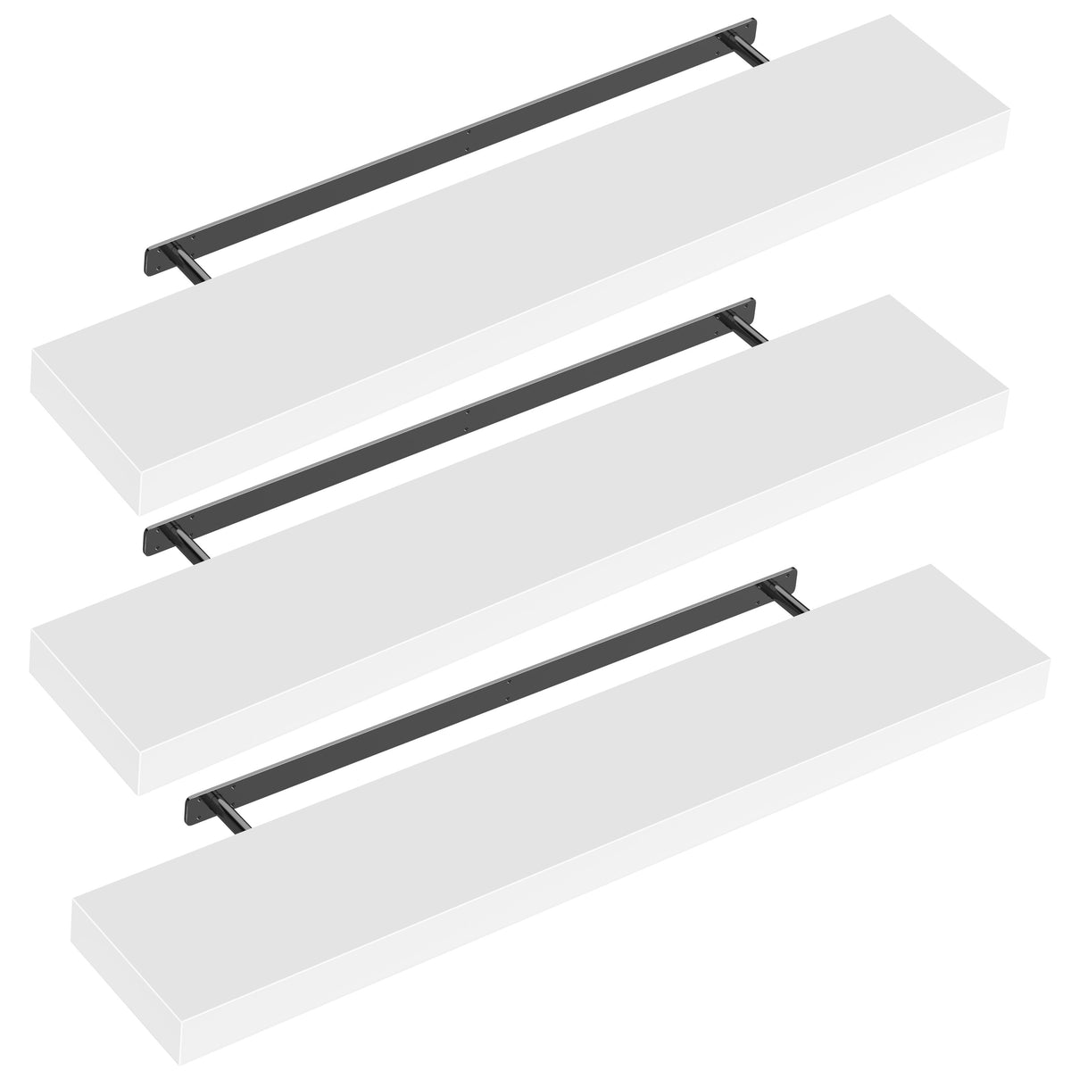 Scaffale a muro Scaffale sospeso 110 cm set di 3 bianco + staffa