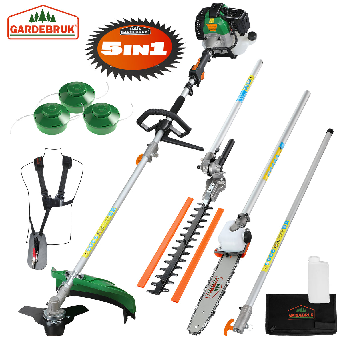 5 in 1 Decespugliatore a scoppio multiuso incl 3 bobine
