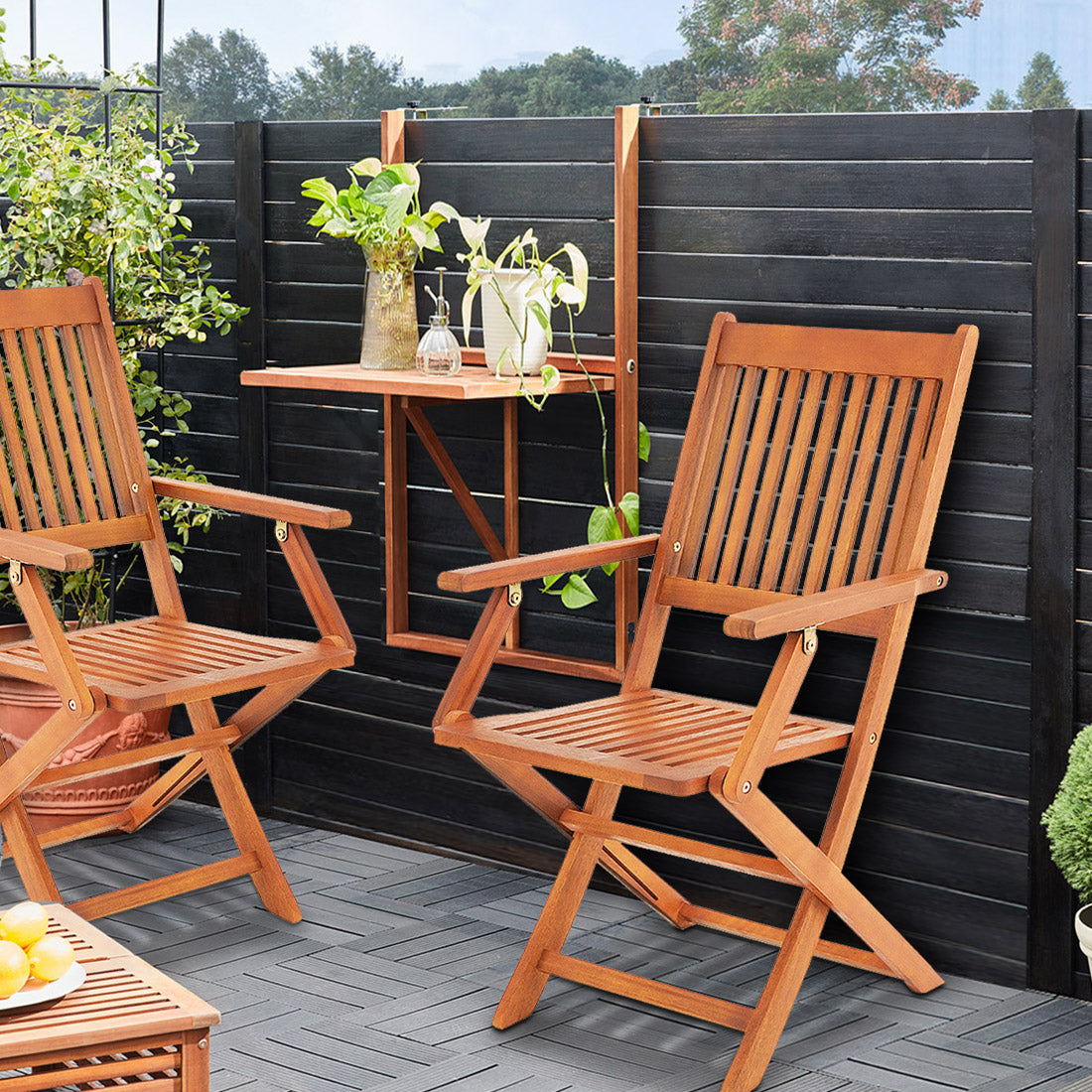 Set tavolo e sedie da giardino 3 pezzi acacia pieghevole