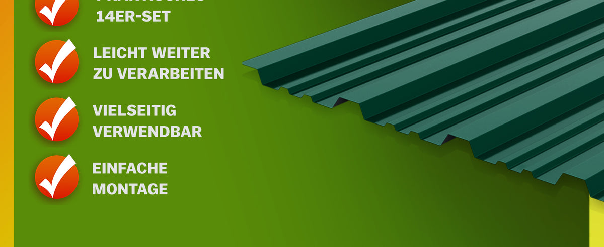 Lastra profilata trapezoidale set da 14 verde 110x46cm