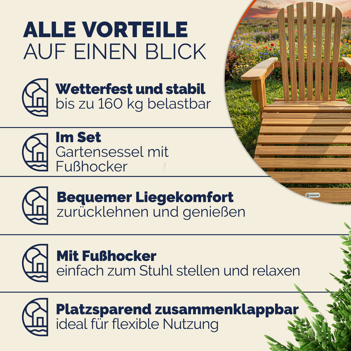 Sdraio da giardino 2 pz Adirondack legno d´acacia