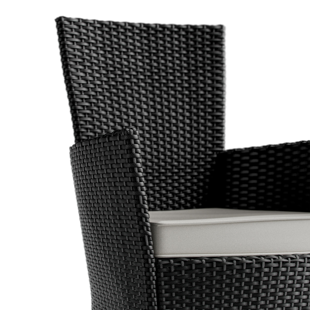 Gruppo di sedute da giardino in polyrattan Corfu 5 pezzi nero