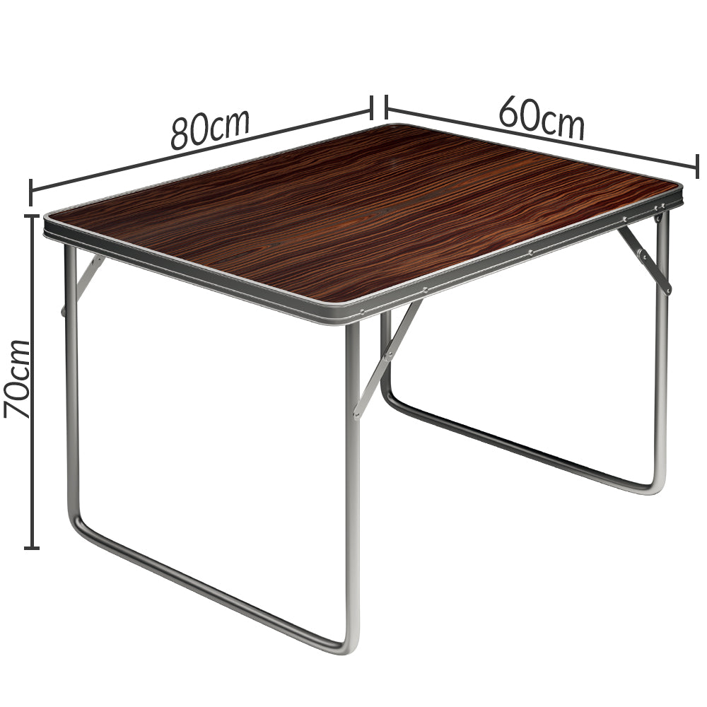 Tavolo da campeggio marrone effetto legno 80x60x70cm