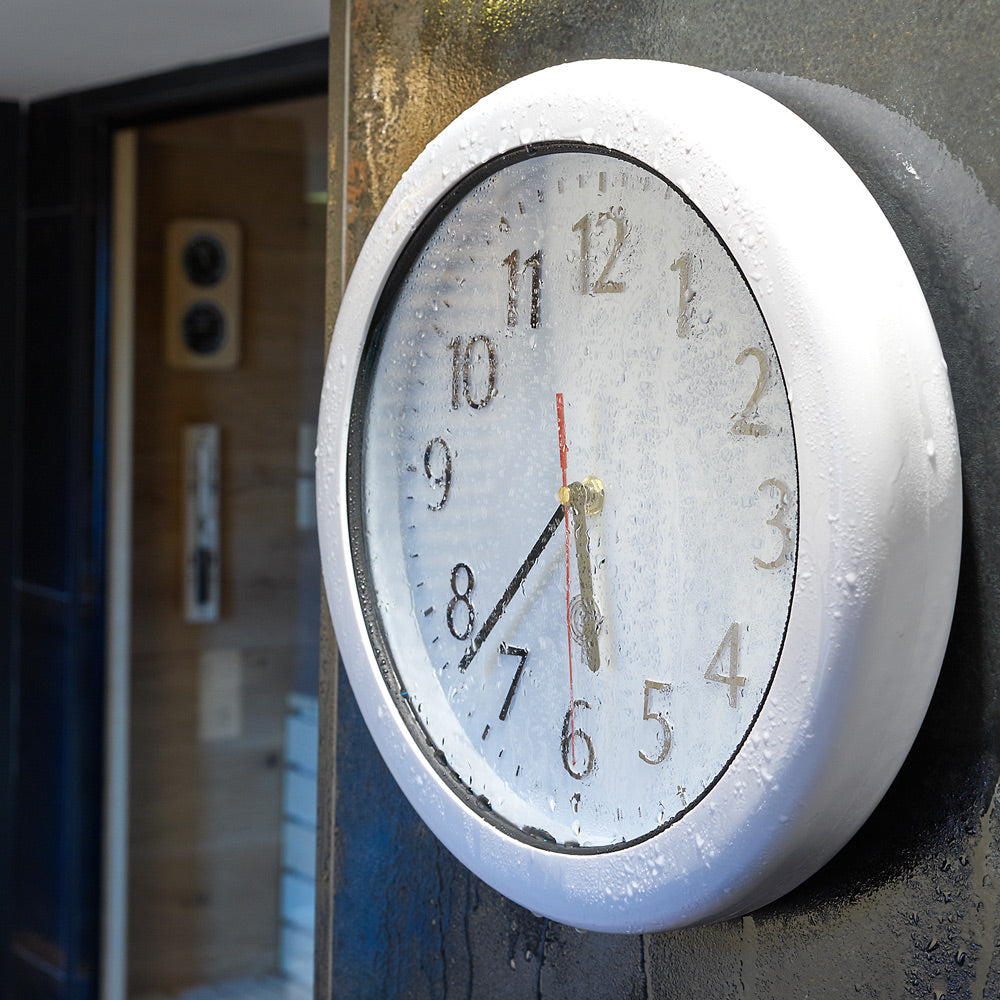 Orologio da parete radiocomandato bianco Ø30cm impermeabile
