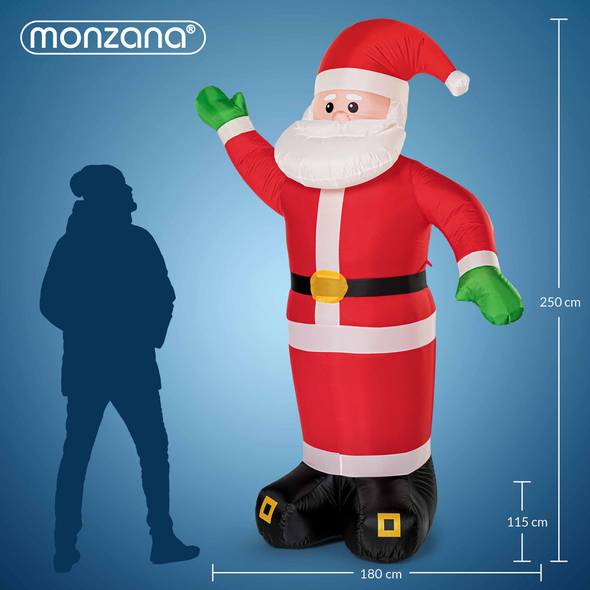 Gonfiabile Babbo Natale XXL 250cm illuminazione LED