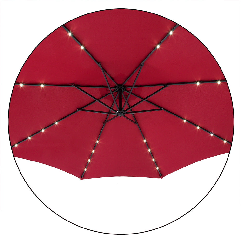 Ombrellone decentrato Mali LED rosso Ø350cm UV30+