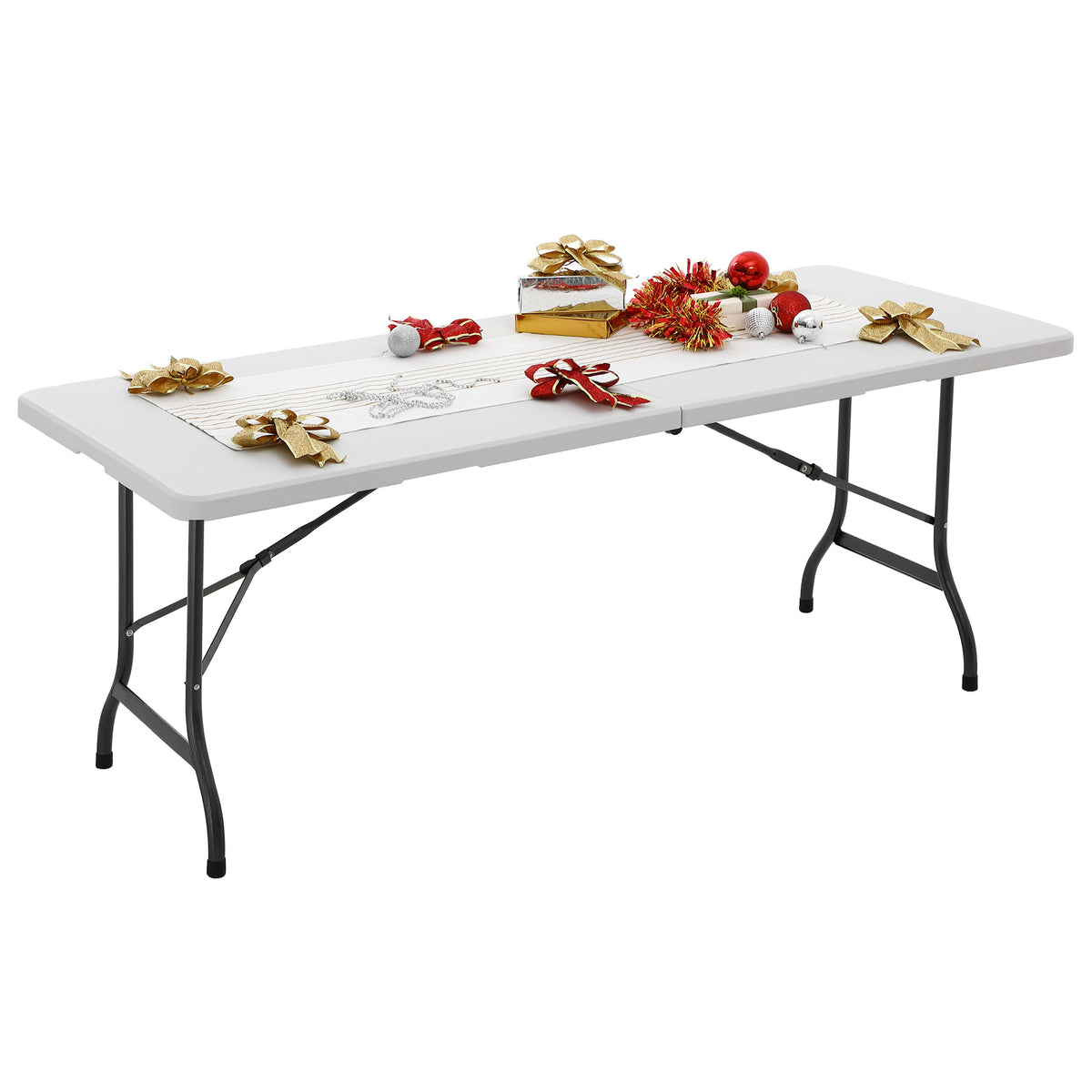 Tavolo da giardino bianco 220x70x72cm pieghevole