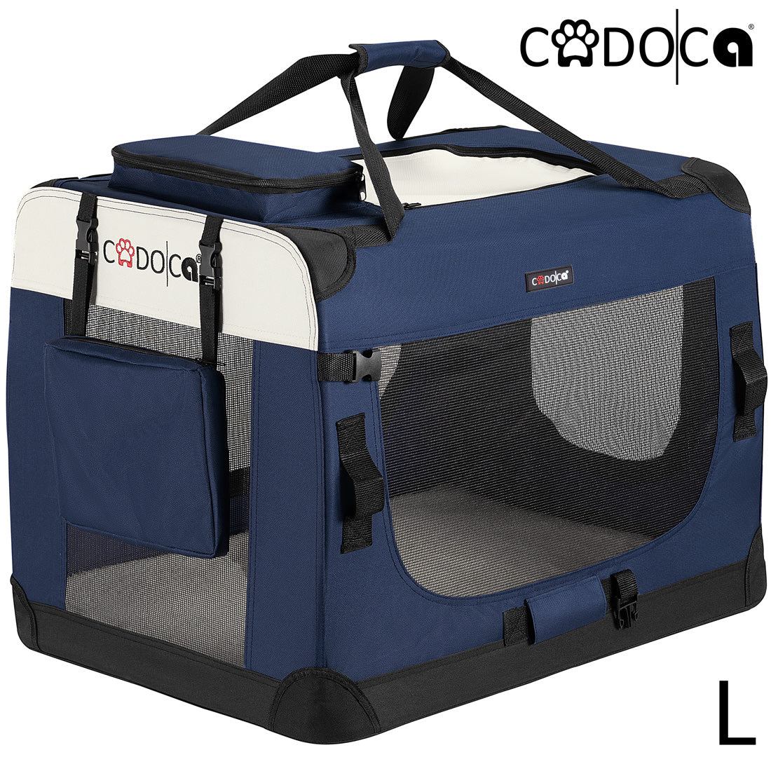 Trasportino per cani blu navy L 70x52x50cm pieghevole