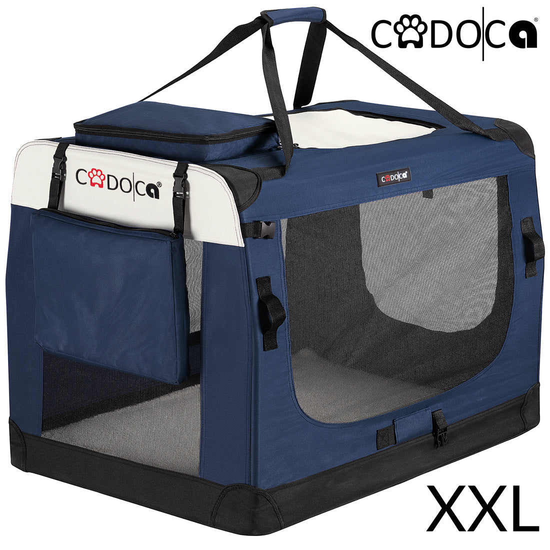 Trasportino per cani blu navy XXL 90x60x66cm pieghevole