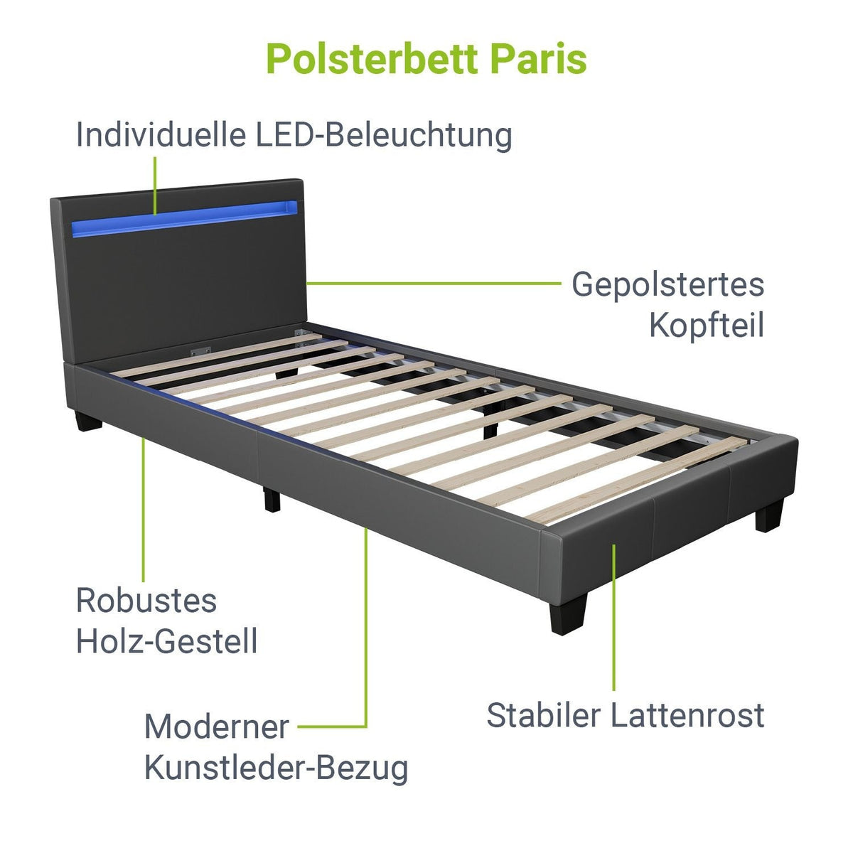 Letto imbottito Paris