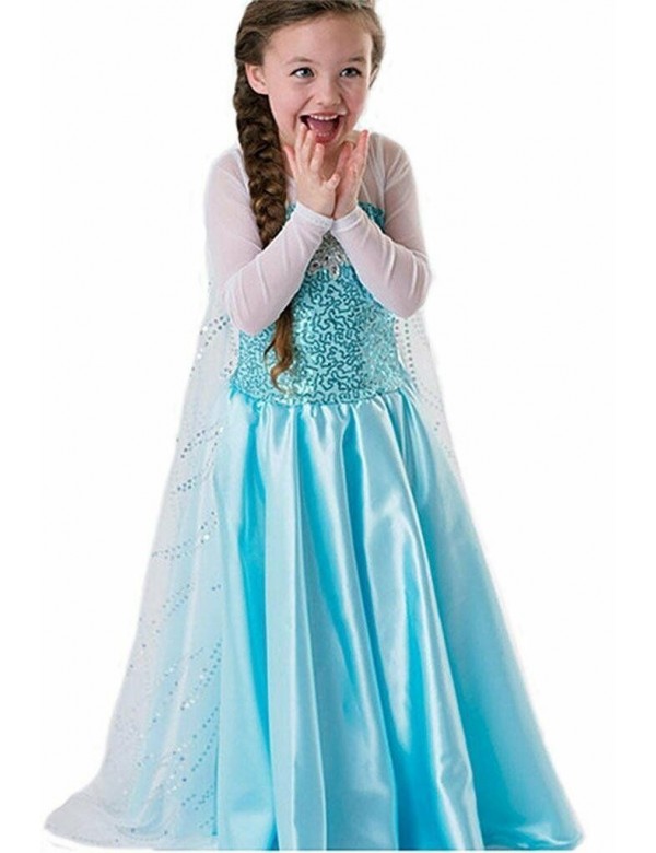 Costume Bambina Principessa Dei Ghiacci Frozen Elsa Vestito Carnevale