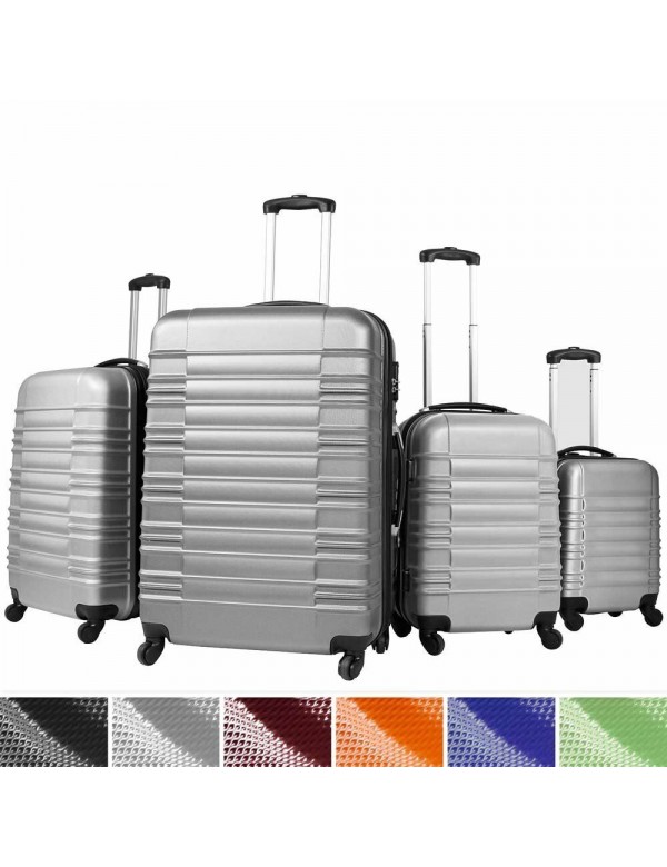 SET Trolley valigia set valigie rigide bagagli da 4 pezzi CON 4 RUOTE