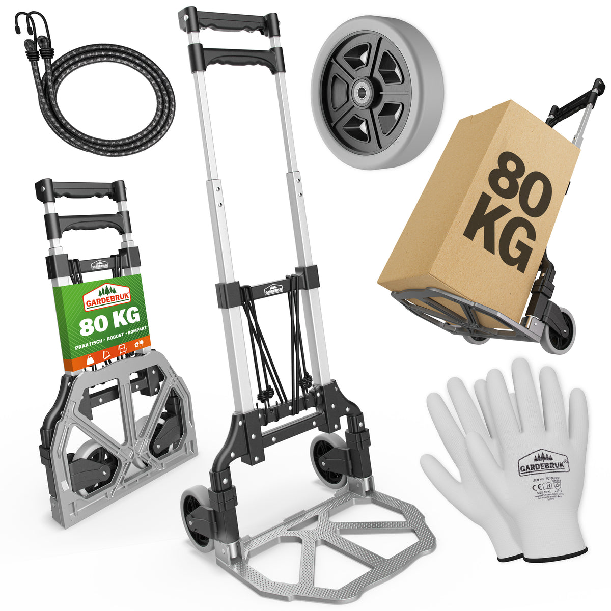 Carrello per sacchi argento/nero in alluminio 80 kg regolabile in altezza
