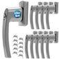 Maniglia per finestra con serratura set 10pz argento