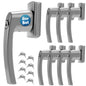Maniglia per finestra con serratura set 8 pz argento