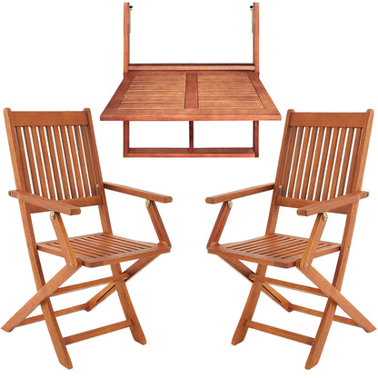 Set tavolo e sedie da giardino 3 pezzi acacia pieghevole