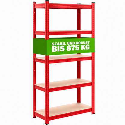 Scaffale alta portata 875kg metallo rosso 180x90x40cm