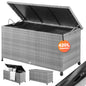 Polyrattan Cushion Box Grigio 117x53x60cm con Ruote
