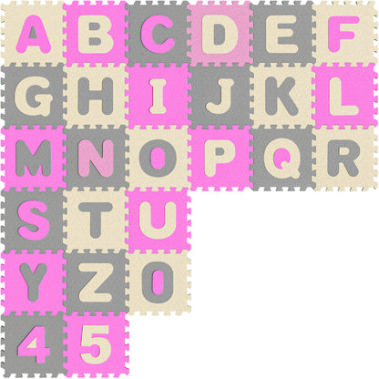 Tappeto puzzle XXL per bambini gommapiuma 3,3m² rosa 86 pezzi