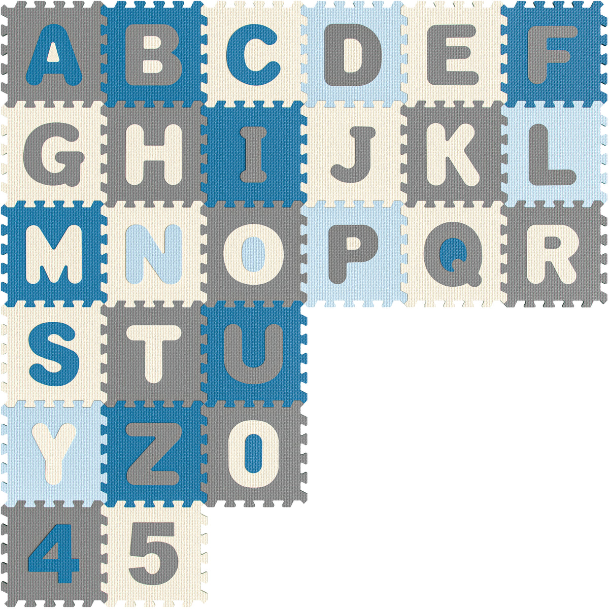 Tappeto puzzle XXL per bambini gommapiuma 3,3m² blu 86 pezzi