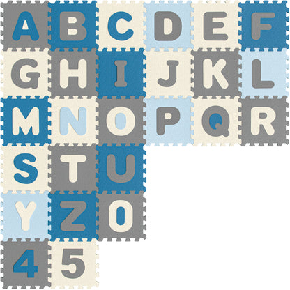Tappeto puzzle XXL per bambini gommapiuma 3,3m² blu 86 pezzi