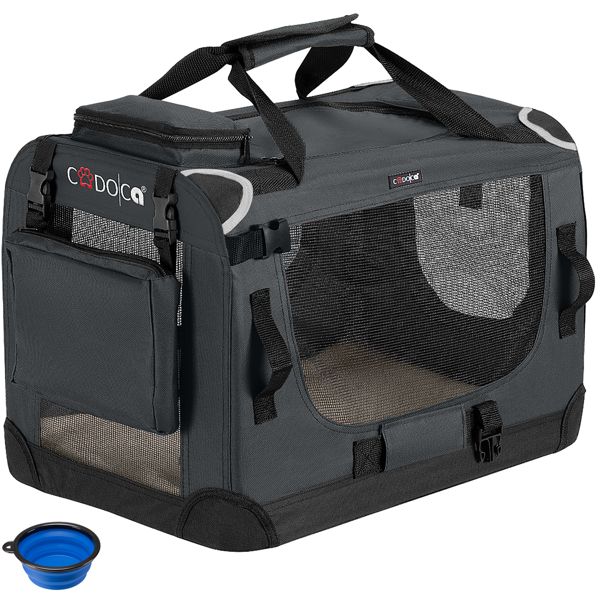 Trasportino per cani antracite S 50x34x36cm pieghevole
