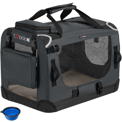 Trasportino per cani antracite S 50x34x36cm pieghevole