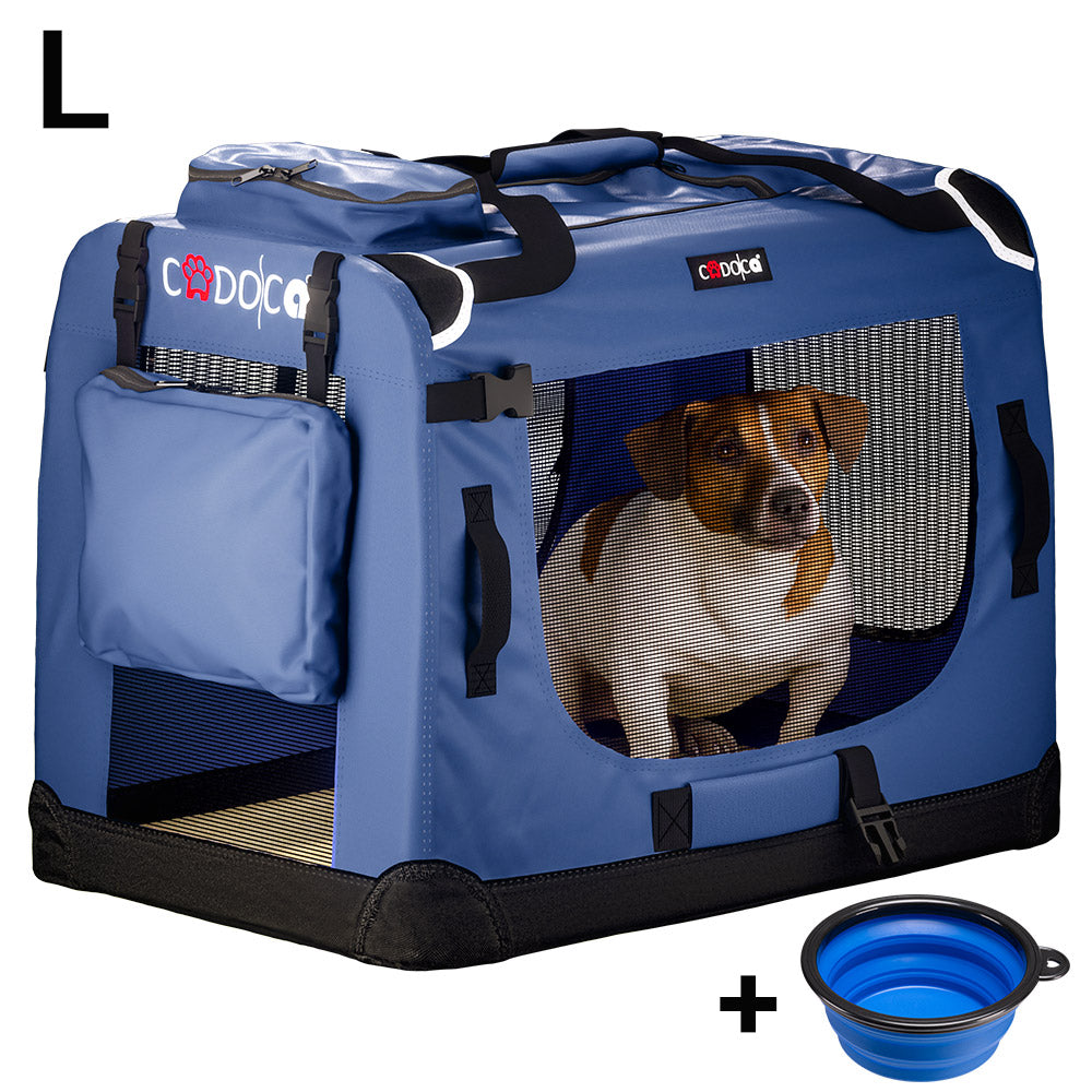 Trasportino per cani blu navy L 70x52x50cm pieghevole