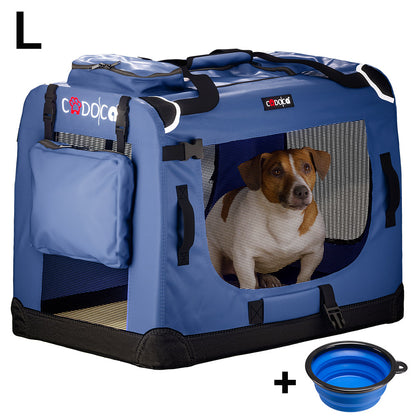Trasportino per cani blu navy L 70x52x50cm pieghevole