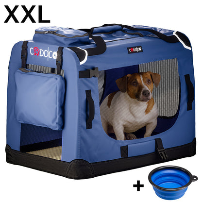 Trasportino per cani blu navy XXL 90x60x66cm pieghevole