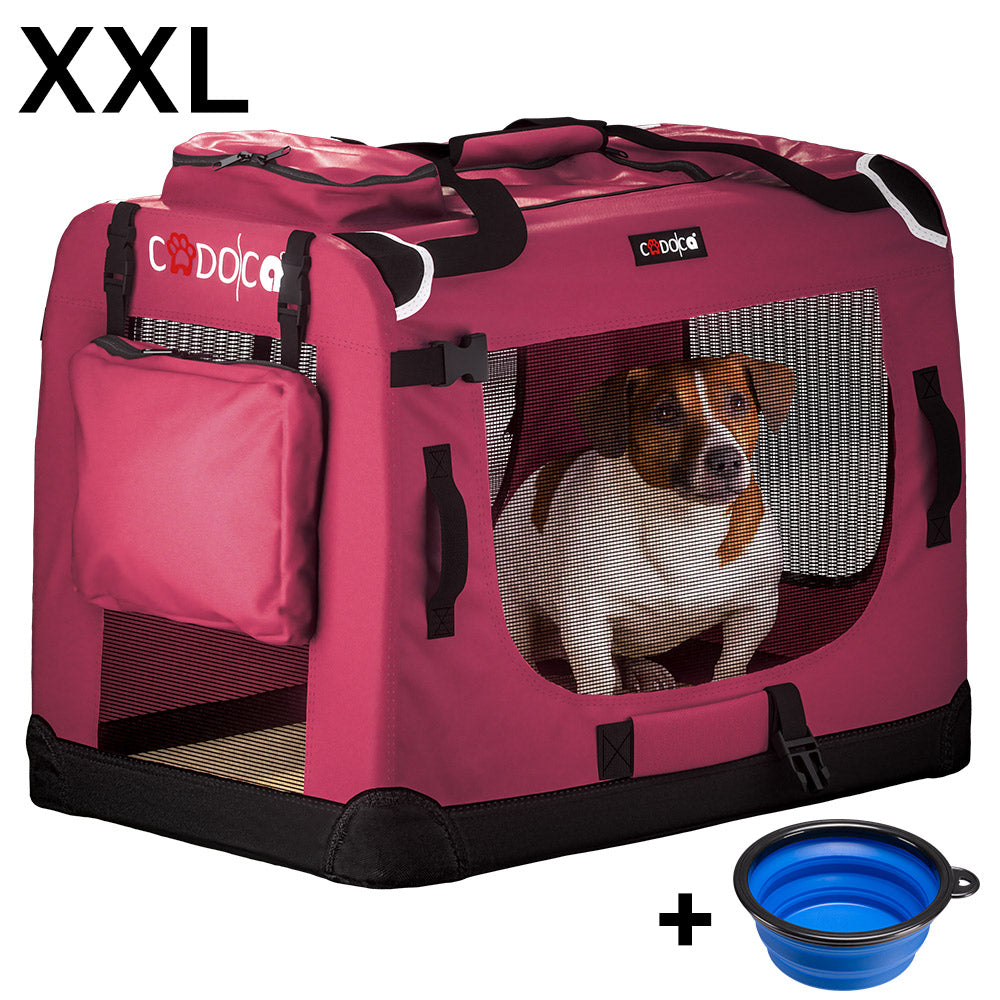 Trasportino per cani bordeaux XXL 90x60x66cm pieghevole