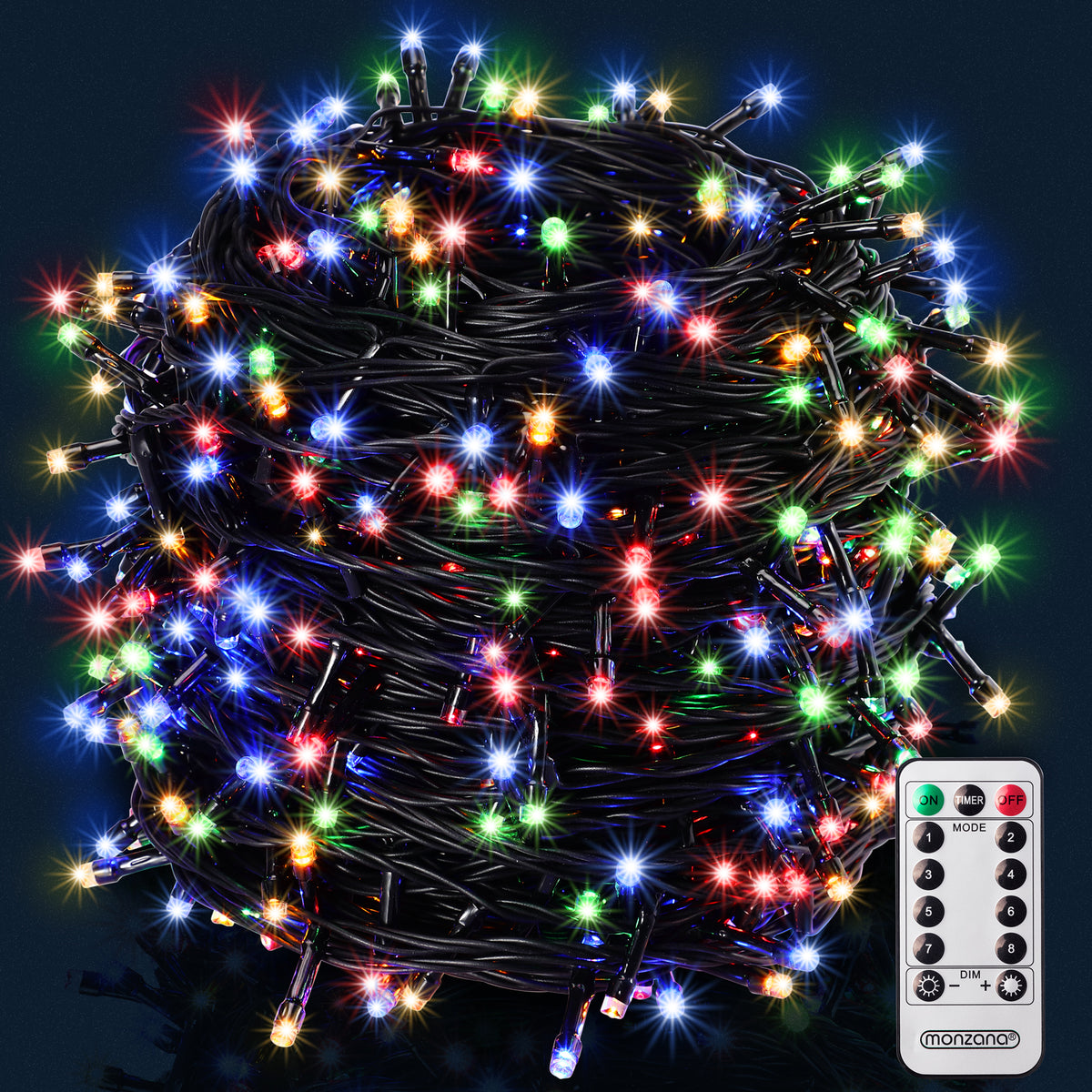 Catena di luci Natale 200 LED colorato 20m telecomando