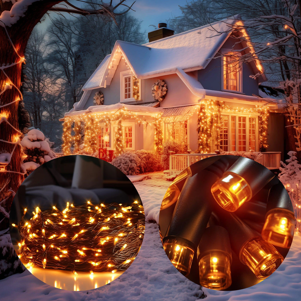 Catena di luci Natale 400 LED bianco caldo 40m