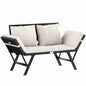 Panca da giardino polyrattan nero/crema 176x56x81cm