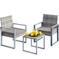 Salotto da giardino 3 pezzi polyrattan WPC grigio