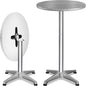 Set di 2 tavoli alti in alluminio argento Ø60cm pieghevoli, regolabili in altezza