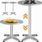 Set di 2 tavoli da bar in alluminio argento Ø60cm Altezza regolabile
