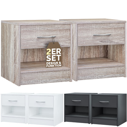 Comodino Kiel Set di 2 Rovere 41x39x28cm
