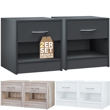 Comodino Kiel Set di 2 Antracite 41x39x28cm