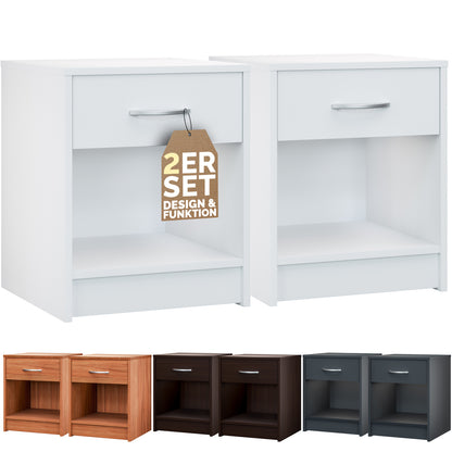 Comodino Hamburg Set di 2 Bianco 50x40x35cm