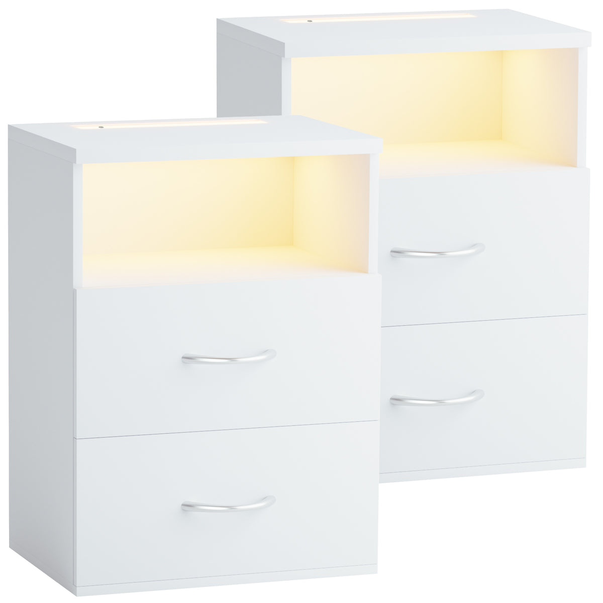 Comodino Jamie set di 2 bianco 55x40x28cm