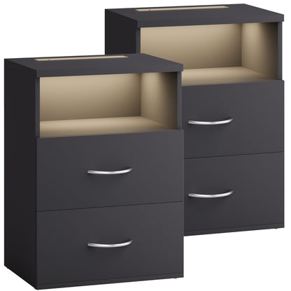 Comodino Jamie set di 2 antracite 55x40x28cm