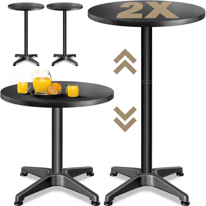 Tavolo alto in alluminio Set di 2 Nero Ø60cm regolabile in altezza