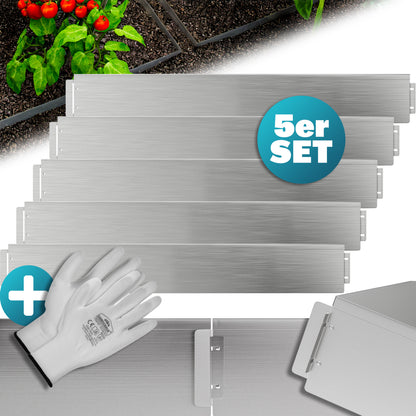 Set di 5 bordi per letto in metallo argentato 5mx14cm
