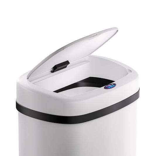 Cestino a sensore in acciaio inox bianco 50L