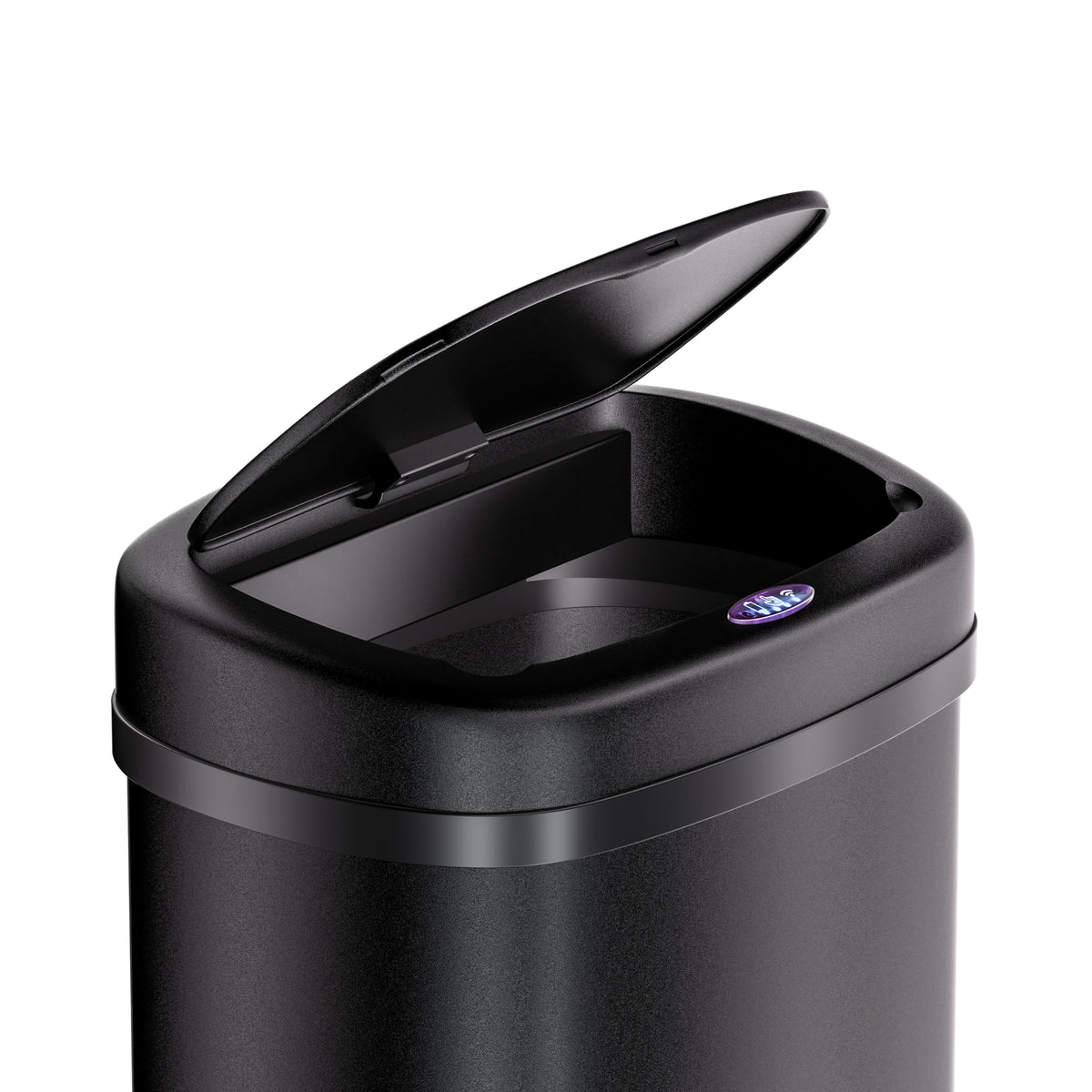 Cestino a sensore in acciaio inox nero 50L