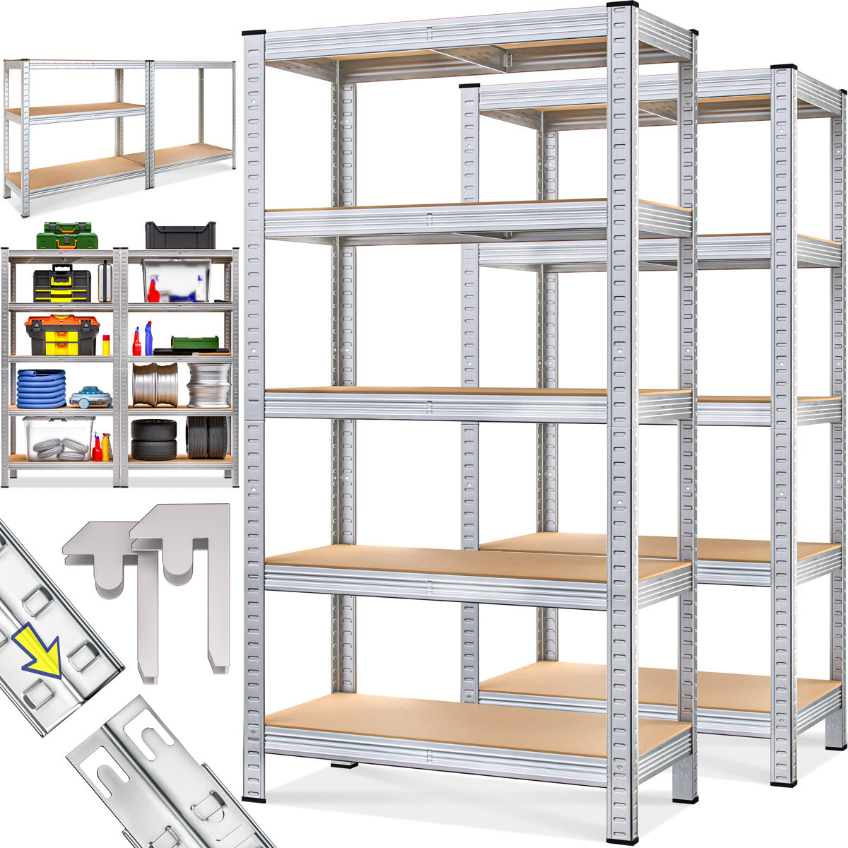 Set 2x Scaffali metallici 875kg metallo 180x90x40cm