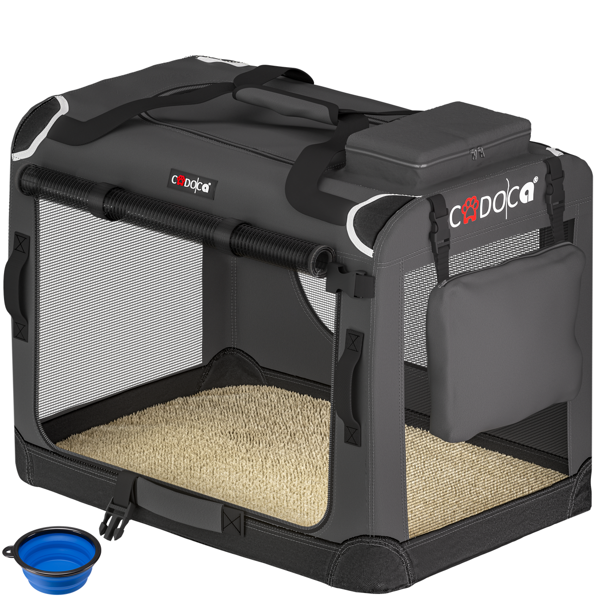 Trasportino per cani antracite M 60x42x44cm pieghevole