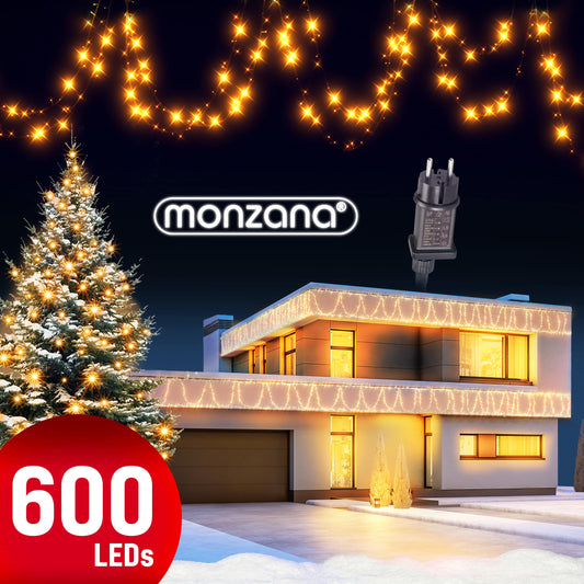 Catena di luci Natale 600 LED bianco caldo 60m