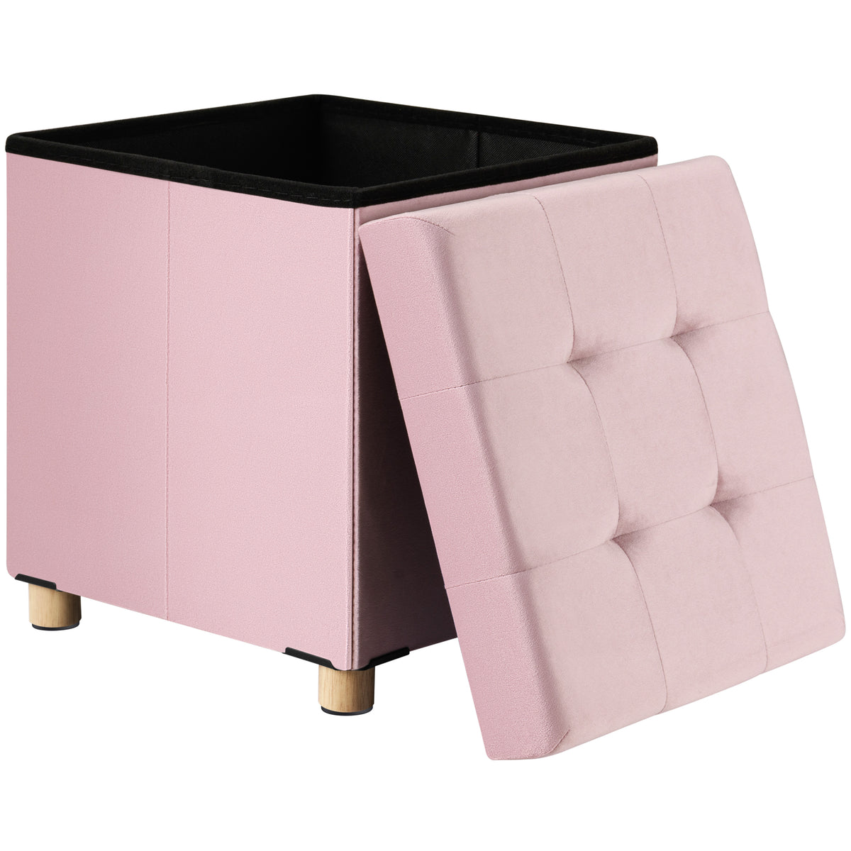 Sgabello in velluto rosa 42x38x38cm pieghevole